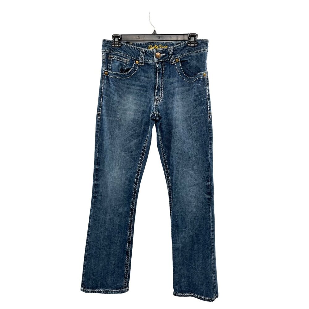 Wrangler Rock 47 Slim Boot Jeans Mens 34x34 Western MRB47MU Dark Wash Denim